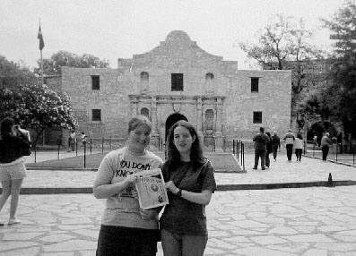 05-10-01-3
Remember the Alamo! Kim Gunderson of Mattapoisett poses with a copy of The Wanderer in San Antonio, Texas outside The Alamo with her friend, Nicole Kearns. The two friends went to visit their best friend Kelly Oliveira there over April vacation and took the opportunity to visit the famous Texan landmark ... and bring along a copy of the Mattapoisett newspaper. (Photo courtesy of Kelly Oliveira). 05/10/01 edition
