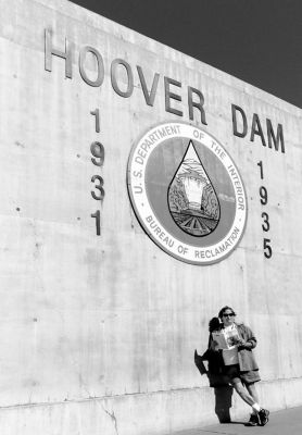 04-12-01
Photographer and Mattapoisett resident Tim Sylvia was recently on location in Las Vegas and took time out to pose with his favorite publication, The Wanderer. Tim was in Las Vegas to shoot a ski catalog at the Ski Industry Association trade show. Hes pictured here at the famous Hoover Dam with an interesting bit of reading material. 4/12/01 edition

