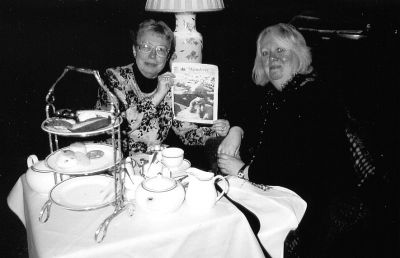 040104
After a shopping spree at the famed Harrods, Lee Yeaton of Mattapoisett posed here with a copy of The Wanderer, for which she works as a contributing writer, alongside her niece in London, England during a recent trip. The two enjoyed an elegant afternoon tea at Browns Hotel in London. While there Ms. Yeaton also visited with her granddaughter, Genevieve Wheeler (ORR Class of 2001), a student at the University of Massachusetts Amherst who is doing her junior year abroad at the University of Stirling, Scotland. (Photo courtesy of Lee Yeaton). 4/1/04 edition
