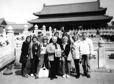 042105
Pictured here holding a copy of The Wanderer during a recent trip to Tienaman Square in Beijing, China are (rear, l. to r.) Jim Shepley, Mike Collyer, Jackie Canastra, (front, l. to r.) Anne Shepley, Marjorie Doran, Lois Ennis, Madelyn Fogler, Judy (Furnans) Pierce, and Jim Pierce. (Photo courtesy of Jen Shepley). 4/21/05 edition
