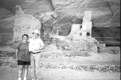 06-07-01
Pat and Bruce Baggarly of Mattapoisett pose with a copy of The Wanderer at Canyon de Chelly in Arizona during a recent vacation trip. The landmark is the site of the Anasazi Indian ruins.  6/7/01 edition
