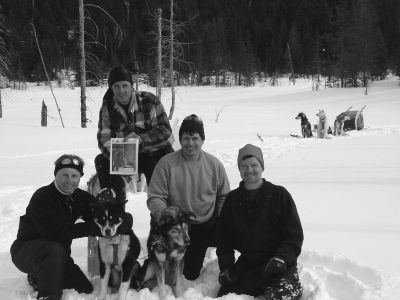 062404-1
(L. to R.) Peter Greco of Mattapoisett, Kevin Rocha of South Dartmouth, Jerry Pilkington of Seekonk, and dog sledding guide extraordinaire Deitan Chouinard from Les Chiens du Grand Nord in St-David-De-Falardeau, Canada pose with a copy of The Wanderer during a recent three-day great adventure trek. (Photo by Lester Reich). 6/24/04 edition
