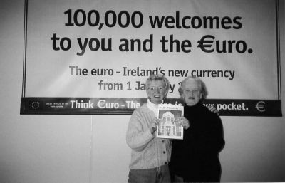 121803-4
Helen McGowan Gardner and Trudy McCormack of Mattapoisett recently took a trip to Ireland and remembered to take along a copy of their hometown newspaper, The Wanderer, which they posed with here. (Photo courtesy of Trudy McCormack). 12/18/03 edition

