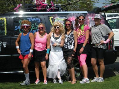 80's Ladies
It was totally tubular times at the May 1, 2010 Cape Relay, when the Tri-Town relay group called 80s Ladies participated in the weekend-long run. From left to right: Tammy LaPierre, Holly Clancy, Jill Houck, Patty Correia, Sally Shay and Tammy Ferreira. Photo courtesy of Sally Shay. 
