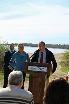 Mattapoisett Bike Path
It’s official! The ground has been broken for the next phase of the Mattapoisett bike Path! On April 25, MassDOT officials, town officials, YMCA reps, and Representative Bill Straus joined Mattapoisett residents in a celebratory ceremony early Thursday morning to reflect on the project’s long journey and throw some ceremonial sand with shiny silver shovels. Photo by Jean Perry
