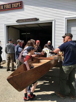 Boat Building Open House
Rochester Memorial Day Boat Race first-time participants Blake Gagne, David Gagne, Corielle Wilkinson, and Daniel Gagne attended the boat building open house held on April 14 at the Rochester Fire Department by the race committee. Photo by Marilou Newell
