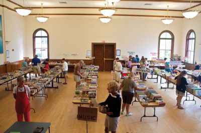 Taber Library Book Sale
The Elizabeth Taber Library used book sale, which was held on Saturday, August 11, 2012, featured thousands of books on about 30 tables in the main room of Marion Music Hall.  The books on sale are donated by area residents throughout the year and the sale attracts hundreds of people.  Photo by Eric Tripoli.  
