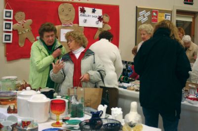 Candyland
Candyland Faire Fun - the rain didnt stop Holiday-minded buyers from attending the Mattapoisett Congregational Churchs Candyland Faire on November 14, 2009. It was standing-room only as people browsed through tables of hand-knitted sweaters, fudge, baked goods, festive dishes and more. Even Mrs. Claus took a break from her busy schedule to attend!  Photo by Anne OBrien-Kakley
