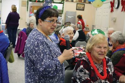 New Year’s Eve Party
A New Year’s Eve party at the Rochester Senior Center gave area seniors the chance to ring in the New Year early in the company of friends. Guests enjoyed dinner and dessert followed by the sharing of New Year’s resolutions and non-alcoholic bubbly. Balloons dropped from the ceiling at 1:30 pm after a symbolic countdown to the New Year, and guests made a ruckus with noisemakers to welcome 2016. Photos by Jean Perry

