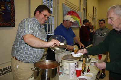 Chili Cook Off 
The Mattapoisett Congregational Church held a Chili Cook Off to support church’s Mission trip to southern Appalachia to help children. Bruce Harken serving his secret Chili. Photos courtesy Patricia Berry
