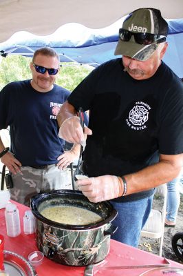 Mattapoisett Firefighters Association Chowder Competition
The 2nd Annual Mattapoisett Firefighters Association Chowder Competition was well attended this Sunday, September 18, behind the Knights of Columbus on Route 6. Two categories – professional establishment and public safety – competed for best judged chowder and people’s choice. The Rochester Facilities Department took first place, with the Rochester Firefighter’s Association taking second and the People’s Choice award. Photos by Jean Perry
