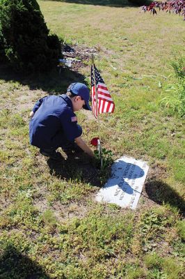 Marion Memorial Day
Jack LeFavor of Marion prepares a spot at one gravesite while James Whipple of Mattapoisett applies the finishing touches at another, as the two eight-year-old members of Marion Cub Scout Pack 32 help the Marion Department of Public Works plant flowers at all veterans’ graves in the Evergreen Cemetery on Saturday morning. The tradition, explained DPW representative Jody Dickerson, goes back to the Civil War. Evergreen is the largest of Marion’s five cemeteries. Photos by Mick Colageo
