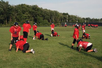 Old Rochester Regional Youth Football
The Old Rochester Regional Youth Football teams are hitting the fields hard in order to prepare for their upcoming 2012 season.  This year marks the seventh year for the program.  With over 150 players in the program, there are six teams and a dedicated staff of coaches and parents for a support system.  The Bulldogs will play their first game on Labor Day Weekend.  Pictures by Katy Fitzpatrick. 
