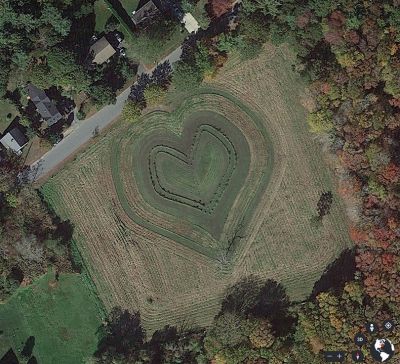 Heart Field
A look from the sky at the Valentine heart created off Driscoll Lane in Mattapoisett by Bruce Rocha in celebration of his hometown and dedicated to Bette-Jean, his wife of six decades. The Valentine heart is now an official geocaching site, and in an adventurous quest the Rocha family have visited over 1,000 registered sites. Photo courtesy of Google Maps
