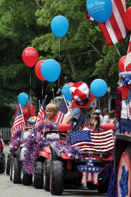 We hold this cuteness to be self-evident!
The Kids Kove ‘float’ and its gang of patriotic little ATV riders road away with ‘Best in Parade’ and took first place in the commercial category during Marion’s 4th of July parade. Photo by Jean Perry
