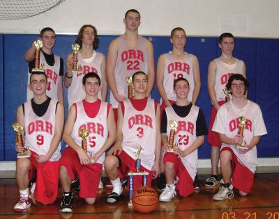 Division I State 
The Old Rochester Eight Grade Boys Basketball team won the Division I State Basketball Championship on the weekend of March 20, 2010. They qualified to play for the state championship by winning their Cape Cod Youth Travel Basketball League Championship. With a winning score of 71-42 at the state games, they have proven themselves to be made of the right stuff. Photo courtesy of Michael Bare.
