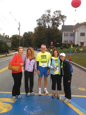 Jimmy Fund Walk
On Sunday, September 9, Mattapoisett resident Ed Talbot will join thousands of runners in the 24th Annual Boston Marathon Jimmy Fund Walk.  Talbot will walk the 26.2 miles to raise money for the Dana Farber Cancer Institute in Boston.  Pictured from left to right: Karen Correia of Fairhaven, Carol Ann Days-Merrill of Fairhaven, Ed Talbot, Carol Morton of New Bedford and Monica Perreira of New Bedford. Photo courtesy of Ed Talbot.
