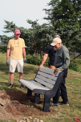 Munro Preserve
Members of the Mattapoisett Land Trust invited the public to help remove weeds on Saturday morning from the Munro Preserve at the town wharves. A new bench was donated to the site by Alice McGarth in memory of her husband. Photo by Marilou Newell
