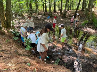 Marion Natural History Museum
The Marion Natural History Museum's Coastal Explorations summer program had a chance to view some of the area's amphibian and reptile species at Washburn Park last week. The kids found painted turtles, a garter snake, bull frog tadpoles, green frog tadpoles and salamander larvae. All animals were inspected by the kids and then released in the same locations from which they were collected. Photo courtesy Elizabeth Leidhold
