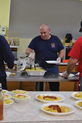 Marion Firefighter’s Association 
The Marion Firefighter’s Association held a spaghetti dinner fund raiser on Saturday. Chief Joyce is seen above serving up the good stuff. Photo by Jean Perry
