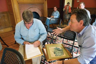Antique Show
The Sippican Historical Society hosted a fundraiser heirloom discovery/antiques appraisal at the Marion Music Hall on June 27. Featured appraisers Frank McNamee and Jim Gahan examined a number of pieces of art, jewelry, and artifacts throughout the morning. Photos by Colin Veitch
