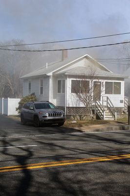 Mattapoisett Fire Department 
On March 6 at approximately 10:09 am, the Mattapoisett Fire Department was dispatched to 141 Fairhaven Road for a reported structure fire. Fire Chief Andrew Murray arrived on scene at 10:11 am and reported heavy fire and smoke showing from the rear of the structure. At the time, a first-alarm assignment was requested to the scene, bringing in engines from Marion and Fairhaven Fire. Rochester Fire responded to Mattapoisett fire station for station coverage. Photos by Mick Colageo
