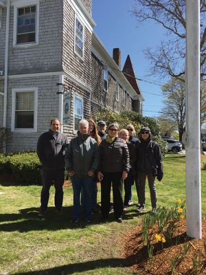Mattapoisett Tree Committee 
On Arbor Day, April 29th, the Mattapoisett Tree Committee gathered at Town Hall to raise the flag commemorating the day. Mattapoisett has been a Tree City for 14 years. Photos by Marilou Newell
