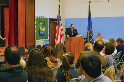 Mattapoisett Veteran's Day 2014
Mattapoisett came out to support its veterans on Veteran’s Day at Old Hammondtown School. Guest Speaker U.S Army LTC Todd Johnson spoke about “service” and how it brings us all together as Americans. Photos by Jean Perry 
