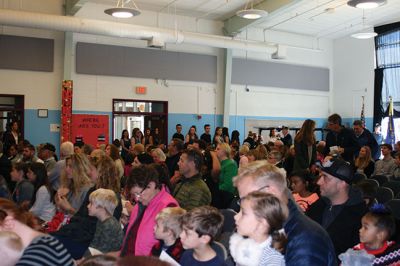 Mattapoisett’s Veterans Day Ceremony
Mattapoisett’s Florence Eastman American Legion Post 280 hosted Veterans Day observations at Old Hammondtown School on Friday, November 10 to a standing room only crowd. Guest speaker Dr. James Hickey, a retired U.S. Navy commander, gave an inspirational talk on how one person can make a large impact on society. Photos by Marilou Newell
