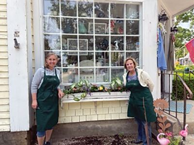 Marion Garden Group
Martha Plumb and Pam Norweb are among the volunteers of the Marion Garden Group who have been putting fresh greens and bright summer flowers in the window boxes, urns and other public places around Marion. MGG also maintains the large planters on street corners, including the Reader board on Route 6. For more information on volunteering and upcoming events, please visit mariongardengroup.org. Photo courtesy of Wendy Bidstrup

