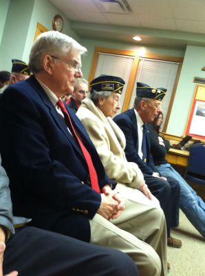 American Legion
On Tuesday, March 25, 2014 the American Legion and the Mattapoisett Board of Selectmen honored Evelyn Pursley and Donald Fleming whose decades of service to the town and its residents span a total of 110 years. Photo by Marilou Newell
