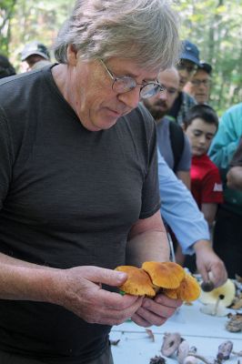 Mushroom Walk
The Sippican Lands Trust and the Boston Mycological Club took a large group out on Sunday for a mushroom walk at the White Eagle Property in Marion. Participants gathered hundreds of mushrooms and laid them out on a long table for mushroom experts Ken Fienberg and Chris Neefus to help identify. Photos by Jean Perry
