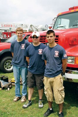Fire Muster
Mattapoisett was one of the six town fire departments that participated in the Fairhaven Fire Muster on June 26, 2011. Pictured here are Mattapoisett firefighters T.J. Henshaw, Jordan Collyer and Ross Macedo. Mattapoisett placed second for Mystery Maze, Third for Rescue Evolution, Third for Overhaul Evolution and Third for Overall Prizes. Photo by Anne Kakley.
