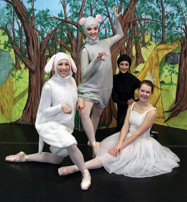 New Bedford Ballet
Bailey Sweet, from Marion, as Sheep, Camryn McNamara, from Mattapoisett, as Templeton, the Rat; Ari Sweet, from Marion, as Arania; and Annie Tucker, from Mattapoisett, as Goose
