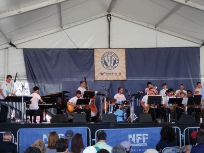 Maxx Wolski of Mattapoisett
ORRHS student Maxx Wolski of Mattapoisett soloing on the vibraphone while performing with the Massachusetts Music Educators Association All-State Jazz Band at the Newport Jazz Festival on Sunday, August 1.  
