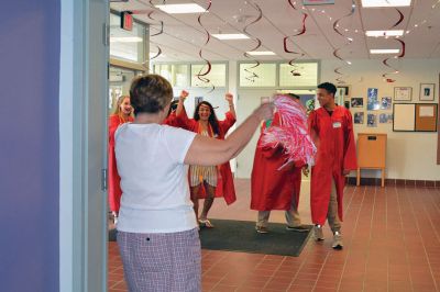 RMS Class of 2012
Rochester Memorial School welcomed back its RMS Class of 2012, with young students lining the halls to watch the big kids pass through one last time as students. Photos by Jean Perry
