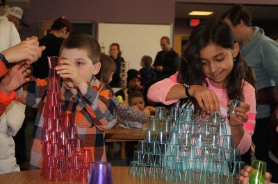 RMS STEAM Night
Rochester Memorial School hosted a STEAM night (Science, Technology, Engineering, Arts, Mathematics) on Thursday, March 30, in the RMS library. Students and parents enjoyed various hands-on stations featuring materials such as wooden sticks, clips, and plastic straws for engineering and building, as well as technology stations using “ozobots” to explore robotics. Photos by Jean Perry
