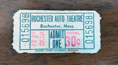 Rochester Auto Theater
Dan Gagne submitted a photo of this ticket from the Rochester Auto Theater he found in his basement during a renovation last year. What a deal at 30 cents!

