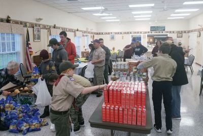 Rochester Troop 31
Rochester Troop 31 helped members of the Rochester Lions Club pack Thanksgiving meals for Tri-Town seniors and families in need this holiday season on November 24. Every Thanksgiving, local families in need count on the Rochester Lions to provide them with a turkey dinner with all the fixings. For anyone who needs assistance or to recommend a family or senior to be added to the list, please contact the Rochester Lions Club. Photo by Ilana Mackin
