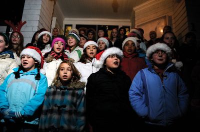 Tree Lighting
Rochester held its annual tree lighting on Monday, December 7, 2009 at Rochester Town Hall.  Visitors were treated to the sounds of the Rochester Memorial School band and chorus before the tree was lit. Santa made a grand entrance on a fire truck. Photo by Felix Perez.
