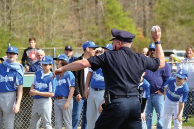 Opening Day 
April 28 was Opening Day in Rochester for the Old Rochester Little League. Retiring Police Chief Paul Magee tossed the first pitch on the (finally) spring Saturday morning. Photos by Colleen Hathaway.
