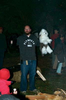 Moonlit Salty
Everyone had a blast at Saltys Moonlight Soiree at Dunseith Gardens on November 7, 2009. The Mattapoisett Land Trust provided sticks, marshmallows, chocolate, graham crackers, and entertainment. Children roasted their marshmallows while they enjoyed Big Ryan from Big Ryans Tall Tales. Photo by Anne OBrien-Kakley.
