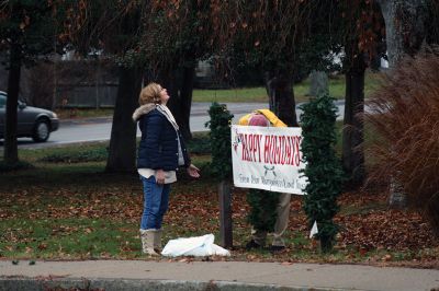 Salty the Santa Seahorse
Salty the Seahorse got his holiday hat on Wednesday, December 7, now making the Mattapoisett town mascot "Salty the Santa Seahorse" for the season. Brownell Systems again assisted the Mattapoisett Land Trust in carrying on the annual holiday tradition that has come to symbolize the official start to Christmas in Mattapoisett. Photos by Jean Perry
