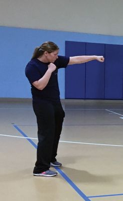 Self Defense
Major Dwayne Fortes and Lt. Jennifer Keegan of the Plymouth County Sheriff’s Department instructed a group of women from all age groups on how to defend themselves during a physical assault. The program that Fortes spearheaded and developed combines marshal arts with traditional evasive moves. The May 10 event was hosted by the Mattapoisett Recreation Department. Photos by Marilou Newell
