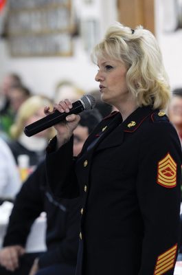 The Singing Trooper
Dan “The Singing Trooper” Clark and his wife, Mary, entertain attendees at Saturday’s Friends of Benjamin D. Cushing Veterans of Foreign Wars Post 2425 benefit recognizing members and the Ladies Auxiliary in Marion. Photos by Felix Perez. 
