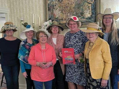 Sippican Woman's Evening Book Club
Ready for the Kentucky Derby, the Sippican Woman's Evening Book Club members were all decked out to discuss the novel "Horse" by Geraldine Brooks at a recent meeting. From left: Jill Pittman, Jeanne Bruen, Mary Verni, Lorraine Heffernan, Kathy Tibbetts, Janet Wallace and Lee Williamson. Photo courtesy of Deborah Bush
