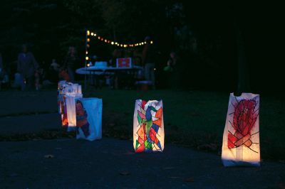 Salty Soiree
During the annual Salty Soiree, the entrance path to Dunseith Gardens was lined with over 200 luminaria, each with an original design created by a local student.  Photo by Eric Tripoli
