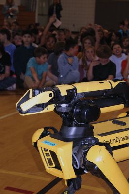 Spot
Rochester Memorial School students were treated on Tuesday afternoon to an educational exhibition of the dog-like robot "Spot," a $200,000 machine of which there are approximately 1,500 in the world, according to Kevin Garell, a Rochester resident who works for Waltham-based Boston Dynamics, the manufacturer of the robot. Garell was assisted in two presentations by his sons Gavin and Grady. Photos by Mick Colageo
