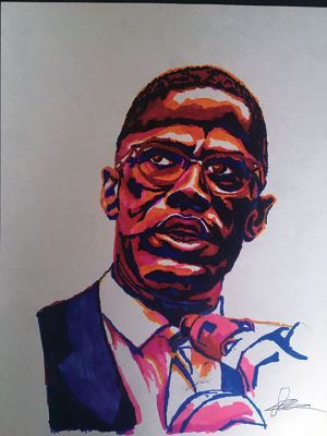 Tri-Town Against Racism’s
Old Colony Regional Vocational-Technical High School student James Pierson won honorable mention with his drawing of late activist Malcolm X.
