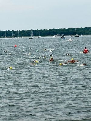 Mattapoisett Triathlon
The Mattapoisett Triathlon took place on Sunday, July 27. The event, hosted by the Mattapoisett Lions Club, saw over 100 competitors begin from Town Beach, swim 0.25 miles, bike 10 miles north of town and back, and finally run a 5K past Ned’s Point and back around to the beach. Photo by Robert Pina
